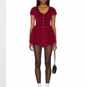 Silver Bells Free People Romper Velvet
